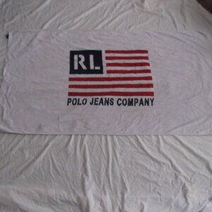 Vintage 90s Y2K Ralph Lauren Polo Jeans Company RL Flag Beach Towel 36" x 62"